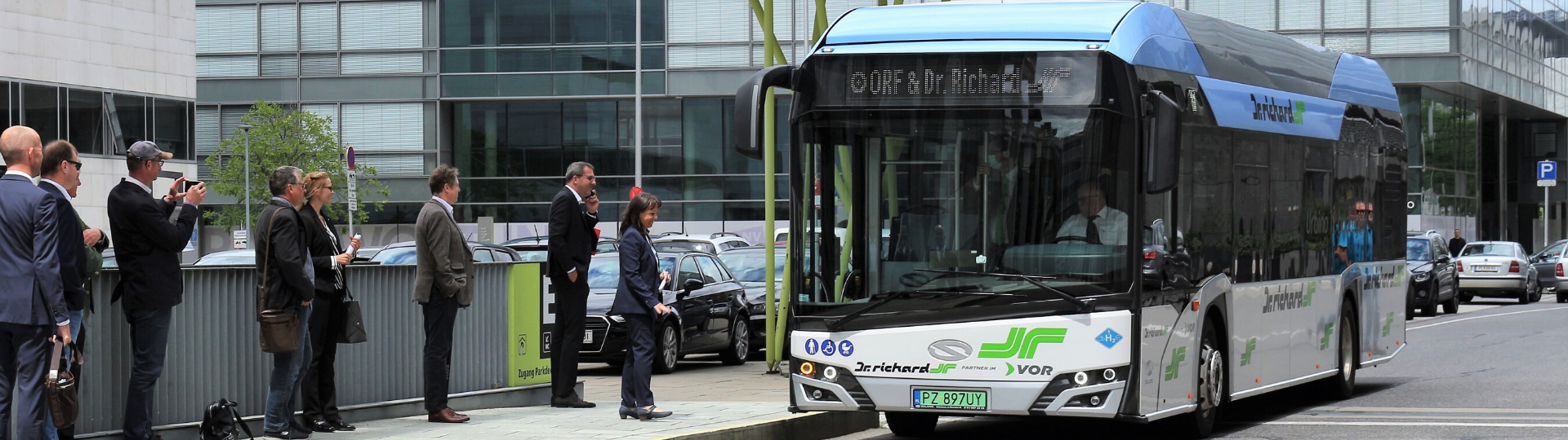 Dr. Richard Group testing a hydrogen bus by Solaris